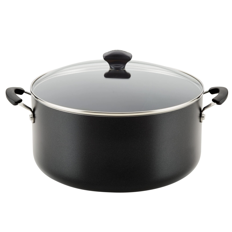 Farberware Cookware Nonstick Stockpot With Lid 10.5 Quart- Black