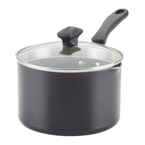 Farberware Farberware Cookstart DiamondMax Nonstick Straining Saucepan  Dishwasher Safe  3 Quart  Black