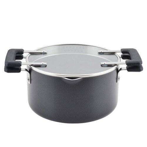 Farberware Farberware Cookstart DiamondMax Nonstick Straining Saucepot with Lid  Dishwasher Safe  6 Quart - Black