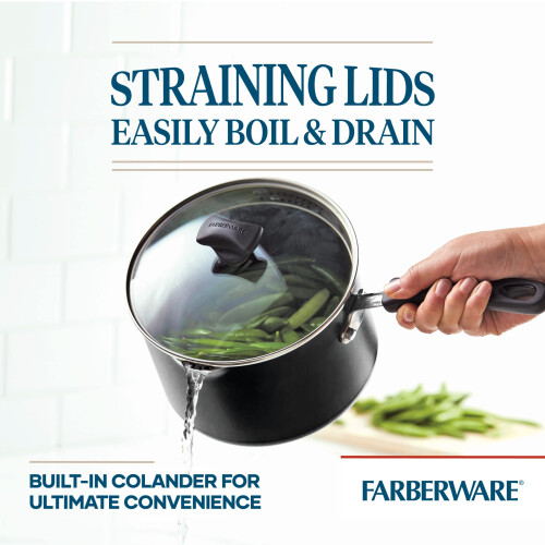 Farberware Farberware Cookstart DiamondMax Nonstick Straining Saucepot with Lid  Dishwasher Safe  6 Quart - Black 2