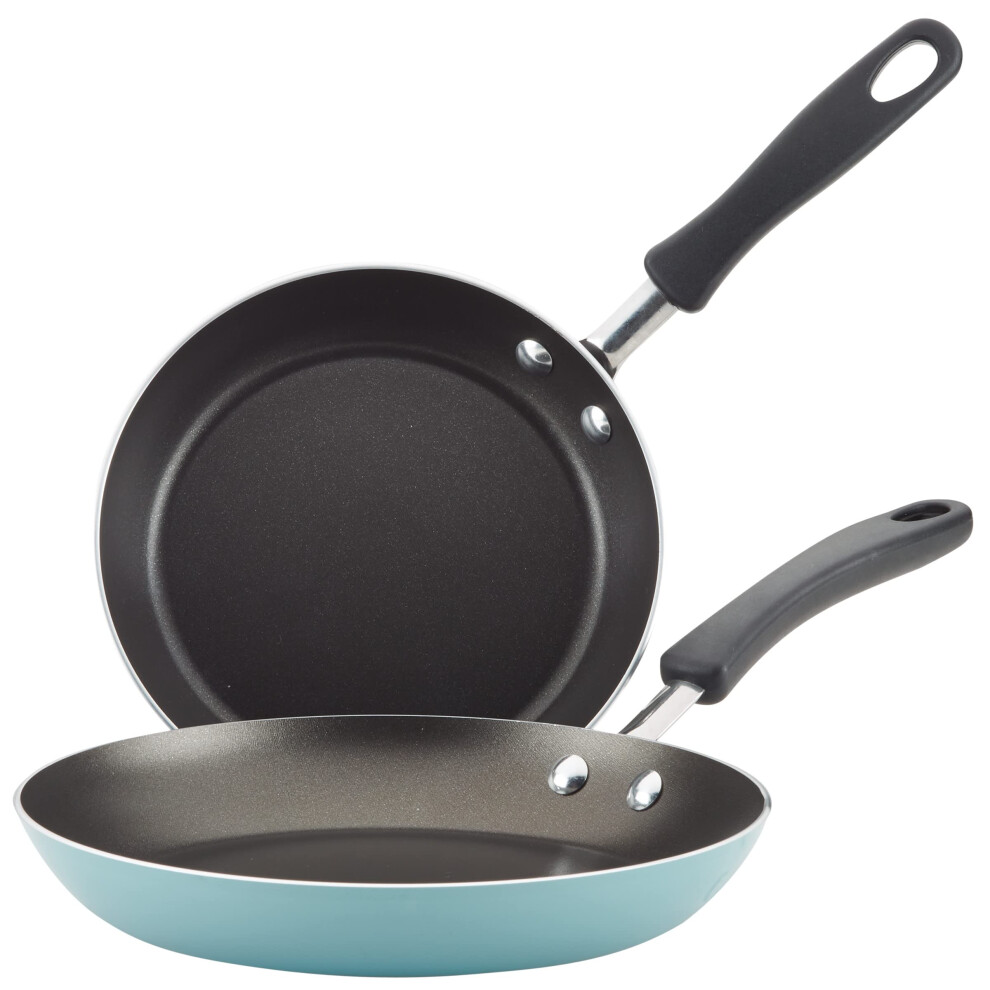 Farberware Cookstart DiamondMax Nonstick Frying Pans/Skillet Set Dishwasher Safe 8.25 Inch and 10 Inch Aqua