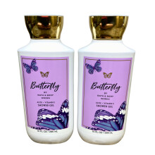 Bath & Body Works Shea + Vitamine E Douchegel Set van 2 10oz elk (Vlinder) paars