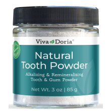 Viva Doria Natural Tooth Powder | Remineralizing Teeth Whitening Powder | Toothpaste Power | Breath Freshener | Refreshing Mint Flavor | 3 Oz Gla