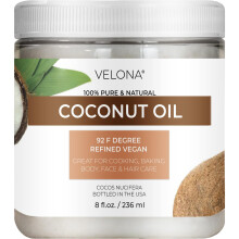 Velona Kokosl 92 Grad 8 fl oz | 100 % reines und natrliches Trgerl | im Glas | Raffiniert kaltgepresst | Haut Gesicht Krper Haarpflege | Nutzen
