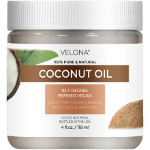 Kokosnussl 92 Grad von Velona 4 fl oz | 100 % reines und natrliches Trgerl | im Glas | Raffiniert kaltgepresst | Haut Gesicht Krper Haarpflege