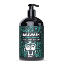 Ballsy Give-A-Sack Gel Douche Charbon pour Hommes - 16 Oz avec Pompe, Menthe & Mandarine - Hydratant