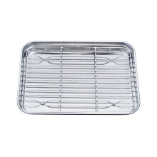 TeamFar Toaster Oven Pan Tray with Cooling Rack Stainless Steel Toaster Ovenware Pan Compact 8''x10''x1'' Healthy & Non Toxic Rust Free & Eas