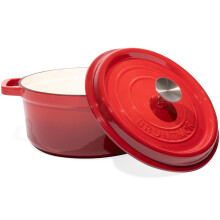 Bruntmor Vooraf Gekruide Geëmailleerde Gietijzeren Dutch Oven met Deksel - 5.2 Quart