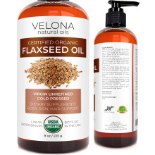 velona USDA-zertifiziertes Bio-Leinsamenl  8 fl oz | 100 % reines und natrliches Trgerl | Unraffiniert kaltgepresst | Haarwuchs, Krper, Gesicht