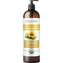 velona USDA Certified Organic Sunflower Oil - 8 fl unssia | 100 % puhdas ja luonnollinen kantajaljy | Korkealjypitoinen puhdistettu puristepuristet