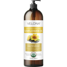 velona USDA Certifierad Ekologisk Solrosolja - 32 fl oz | 100% Ren och Naturlig Bärarolja | Hög Oleic
