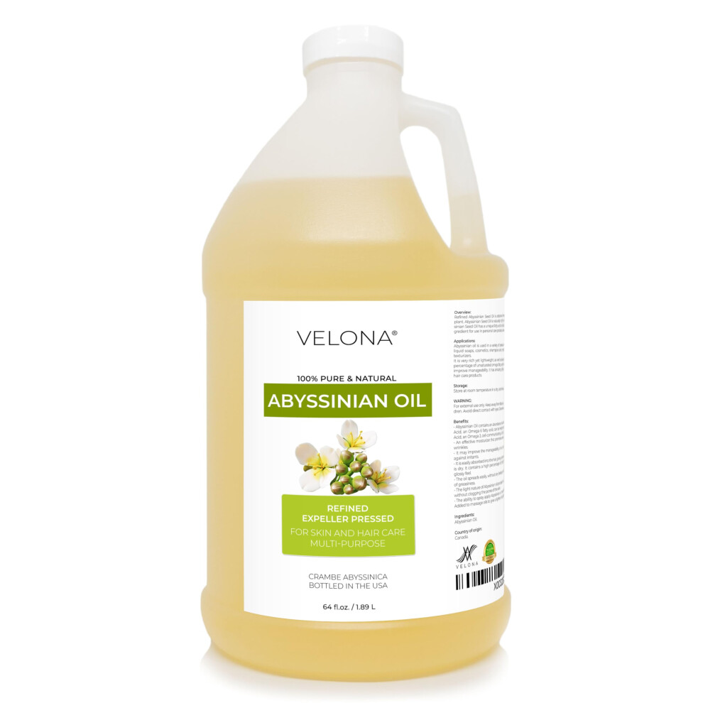 Velona Abyssinian Oil 64 Fl Oz | 100% Pure And Natural Carrier Oil | Cold Pressed | Hair Body Care | Use Today - Enjoy Results