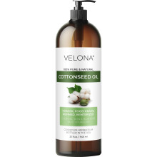Olej z nasion bawelny firmy Velona - 32 Fl Oz | 100% czysty i naturalny olej nosnikowy | Rafinowany tloczony na zimno | Gotowanie Skra Twarz Cia