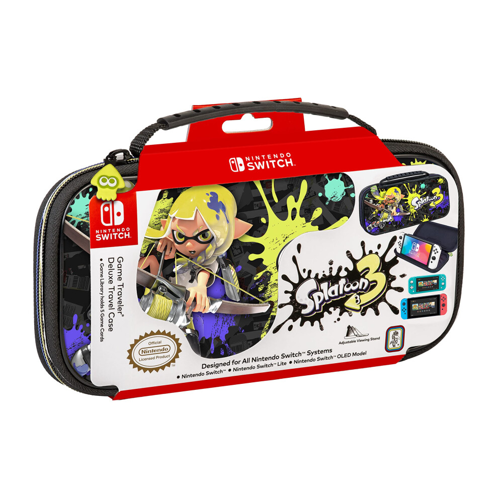 Game Traveler Splatoon 3 Nintendo Switch Case - Switch Oled Case For Switch Oled, Switch & Switch Lite, Adjustable Viewing Stand & Game Storage, Delux 663293112678