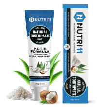Nutri 11 Pasta de dientes de blanqueamiento natural | Sin fluoruro y sin SLS | Remineralizacin del esmalte con hidroxiapatita y bicarbonato de sodio