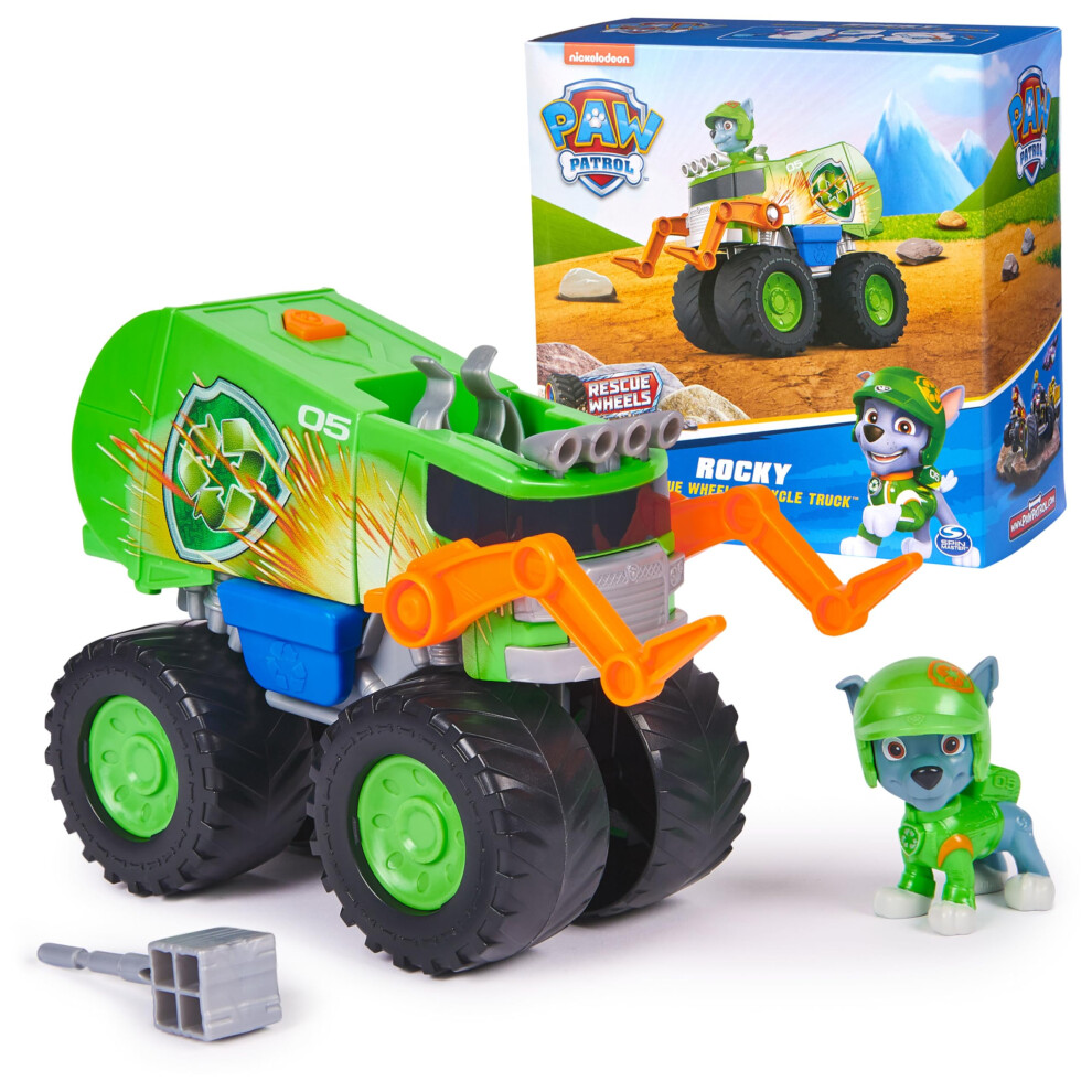 Paw Patrol Paw Patrol: Rescue Wheels Rockys Recycle Truck Toy Truck With Projectile Launcher And Collectible Action Figure Kids Toys For Boys & Girls Ages