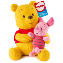 GUND Disney Officiële Pooh en Piglet Brei Pluche, Winnie The Pooh, Knuffeldier voor 1 jaar en ouder, Geel/Roze, 10"