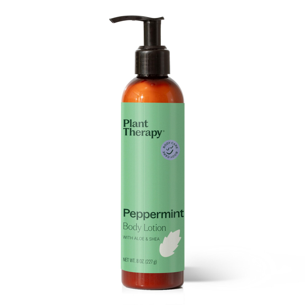 Plant Therapy Peppermint Body Lotion With Aloe And Shea Hydrate And Nourish Skin With Botanical Ingredients 8 Oz