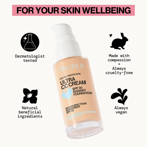 Pacifica Pacifica Ultra CC Cream Radiant Foundation SPF 17 (Natuurlijk Medium) - Getinte Moisturizer met SPF, 1 fl oz 2
