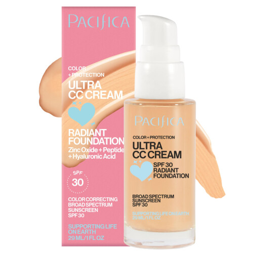 Pacifica Pacifica Ultra CC Cream Radiant Foundation SPF 17 (Natuurlijk Medium) - Getinte Moisturizer met SPF, 1 fl oz
