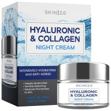Skin 2.0 Koreaanse hyaluronzuur en collageen gezichtscrme - dermatologisch getest Ultra hydraterende anti-veroudering Schone schoonheid dierproe