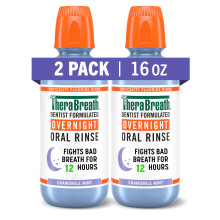 THERABREATH durante la notte collutori combattono l'alitosi per 12 ore di camomilla con sapore menta dentista formulato fluoruro risciacquare alcol p