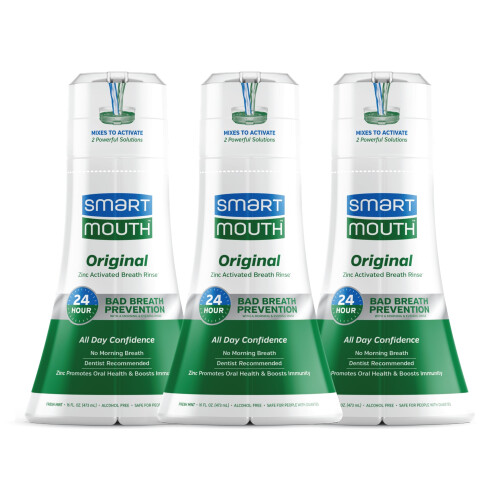 SmartMouth Original Activated Mouthwash - Adult Mouthwash for Fresh Breath - Oral Rinse for 24-Hour Bad Breath Relief with Twice Daily Use - Fresh Min