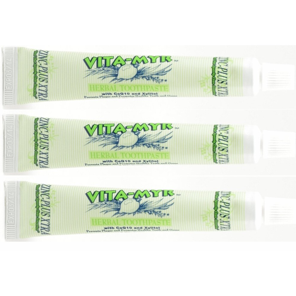 3 Pack Vita-Myr Zinc Plus Xtra Natural & Efficace Herbal Demorypaste 5.4 Oz-image