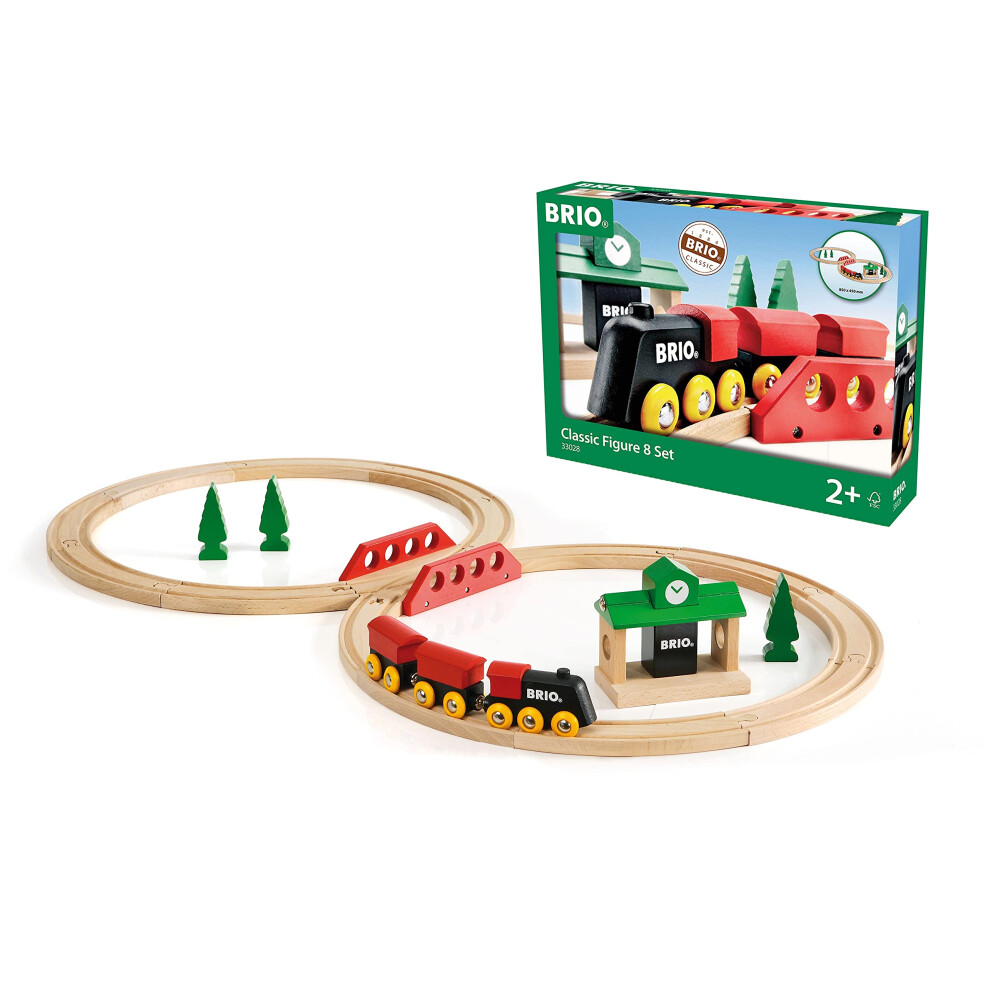 Brio World - 33028 Classic Figure 8 Set - 22 Piece Wooden Toy Train Set With Accessories And Tracks | Enhances Creativity | Compatible Toys | Fsc
