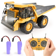 KidsFaves Ferngesteuerter Muldenkipper, Spielzeug, 9 Kan le, 2 Batterien, RC-Bauspielzeugfahrzeuge mit Metallbett, Lichtern/Ger uschen, Geburtsta