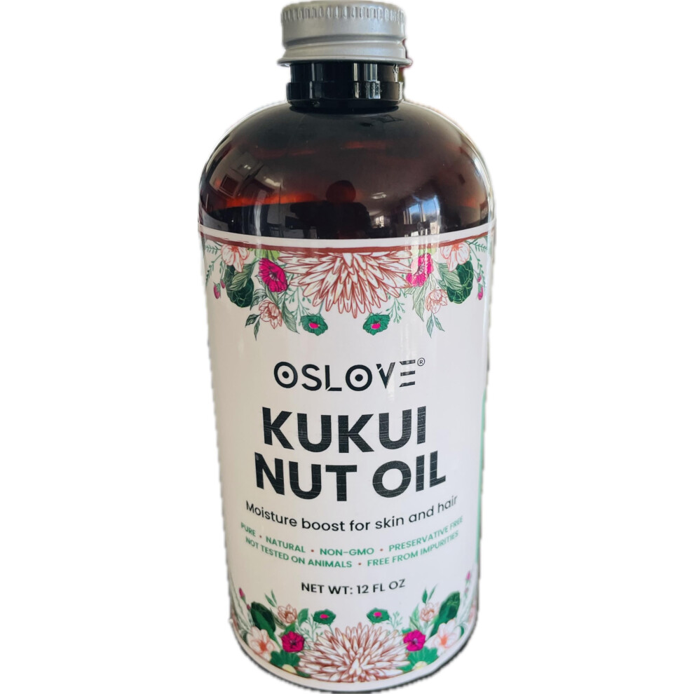 Oslove Organics Pure Kukui Nut Oil- Cold Pressed Use For Lotions Soaps Serums Body Butters And More. Great For Skin And Hair Care-12 Oz (12 O