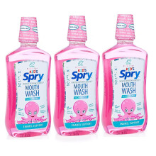 Spry Xylitol Munskölj Fluoridfri med Emaljsupport, Mild, Naturlig Bubbelgum - 16 fl oz (Pack om 3)