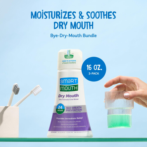 Smartmouth Actitato secco secco colluto a secco secco e errori di allevamento menta 16 fl oz 3 pacchetto 2
