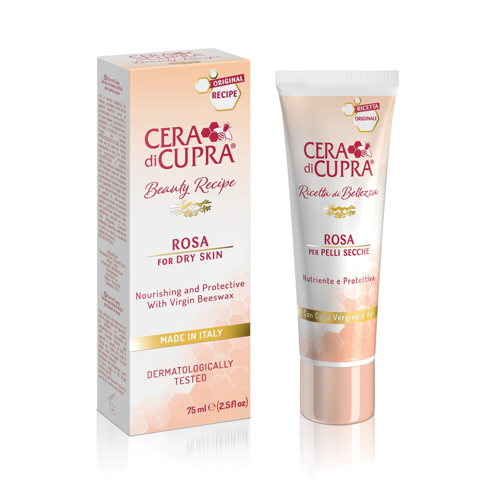 Cera Di Cupra Cream Rosa Face Moisturizer For Dry Skin - Nourishing And Protective Formula With Virgin Beeswax (2.54 Fl Oz / 75 Ml)