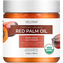 velona USDA-zertifiziertes Bio-Rotpalmenl 4 Fl Oz | Lebensmittel- und Kosmetikqualitt | im Glas | Kaltgepresstes Extra Virgin | Haut Gesicht Krper
