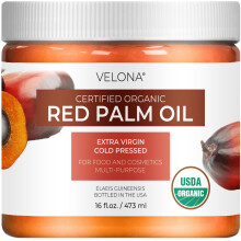 velona USDA-zertifiziertes Bio-Rotpalmenl 16 Fl Oz | Lebensmittel- und Kosmetikqualitt | im Glas | Kaltgepresstes Extra Virgin | Haut Gesicht Krpe