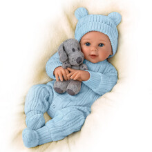 The Ashton-Drake Galleries Aiden My Snuggle Pup Reborn Baby Doll i pluszowy pies Zestaw 17 cali Recznie wykonana realistyczna lalka chlopiec auto
