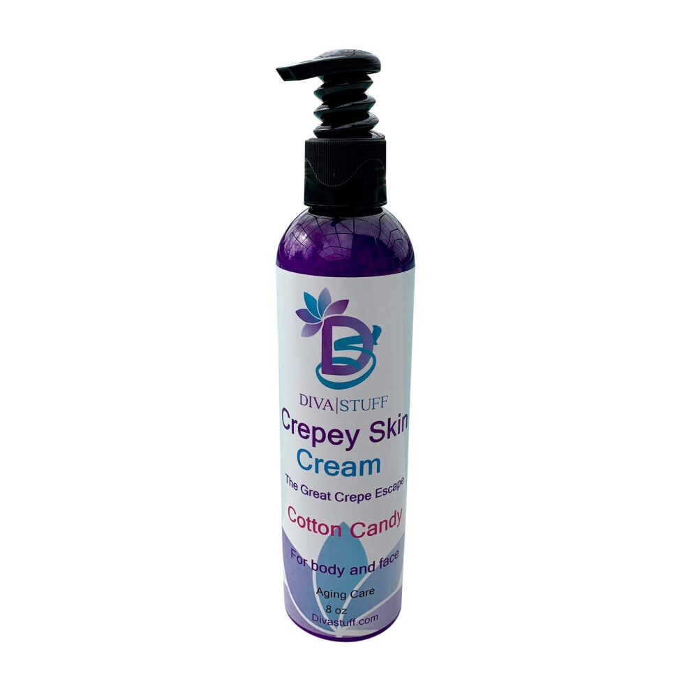 Diva Stuff Cream Crepey Skin Body & Face With Hyaluronic Acid Alpha Hydroxy And More For Dry & Damaged Skin 8Oz - Cotton Candy (Made In The Usa
