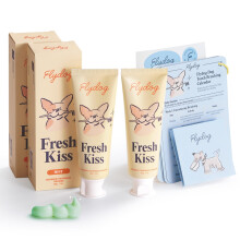 FlyDog Fresh Kiss Enzymatisches Zahnpasta-Set fr Hunde vom Tierarzt zugelassene Bio-Formel mit Kokosnussl-Zahnsteinentferner fr Hunde und Katzen