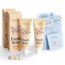 FlyDog Fresh Kiss Enzymatisches Hundezahnpasta-Set vom Tierarzt zugelassene Bio-Formel mit Kokosnussl-Zahnsteinentferner fr Hunde und Katzen, 2 T