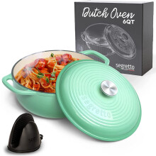 Segretto Kookgerei Gemailleerde gietijzeren braadpan met handvat 6 liter Verde Chiaro (lichtgroen) 6-kwart kookplaatoven Gietijzeren braadpan |