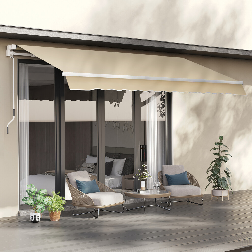 Outsunny 3.5x2.5m Manual Awning Window Door Sun Weather Shade w/ Handle Beige