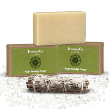 White Sage Cleansing Kit - Salviapuikko ja -saippua energiaa puhdistavaan henkiseen puhdistukseen Tysikuu Reiki-infuusiokvartsiladattu aurapuhdistu