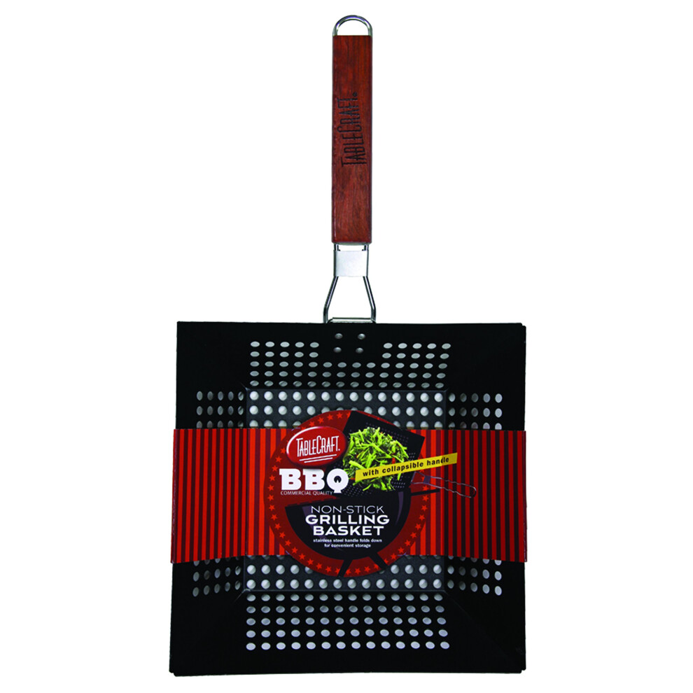 Panier De Grillade Carr De 21 Pouces De 21 Pouces La Plaquette Avec Poign E En Bois Petit Noir-image