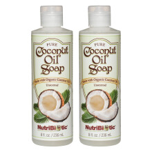 NutriBiotic - Confezione doppia di sapone all'olio di cocco puro senza profumo da 8 once | Biodegradabile non raffinato biologico certificato | V