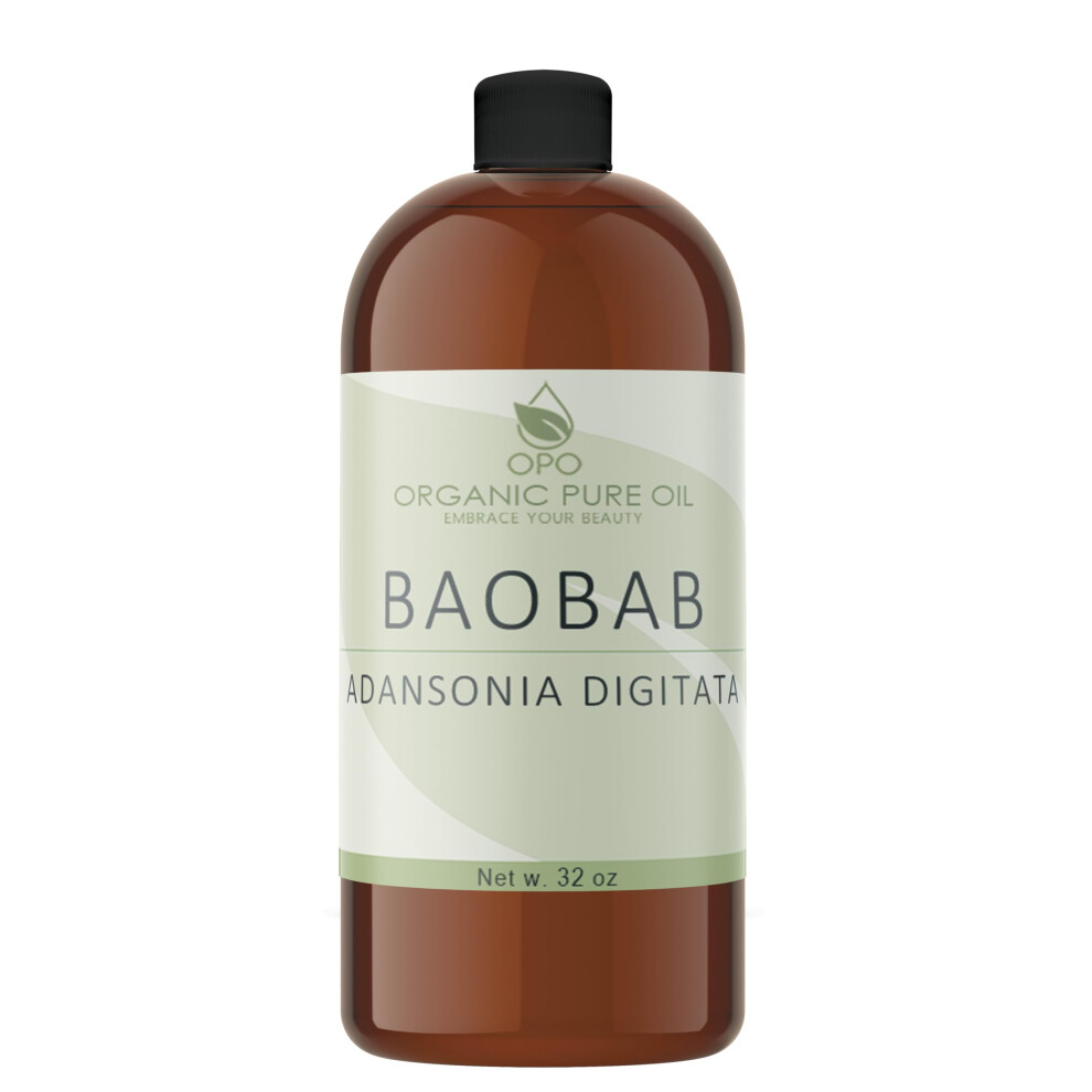 Opo Baobab Oil - Pure Cold Pressed Unrefined Vegan Non Gmo Carrier Oil For Hair Skin Face Body Pain Nourishing Natural Moisturizer Hydrati