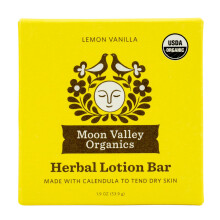 Moon Valley Organics Herbal Lotion Bar in Lemon Vanilla Moon Melt Bar Calendula und Beinwell-Bienenwachs heilen und regenerieren rissige Haut, beruhi