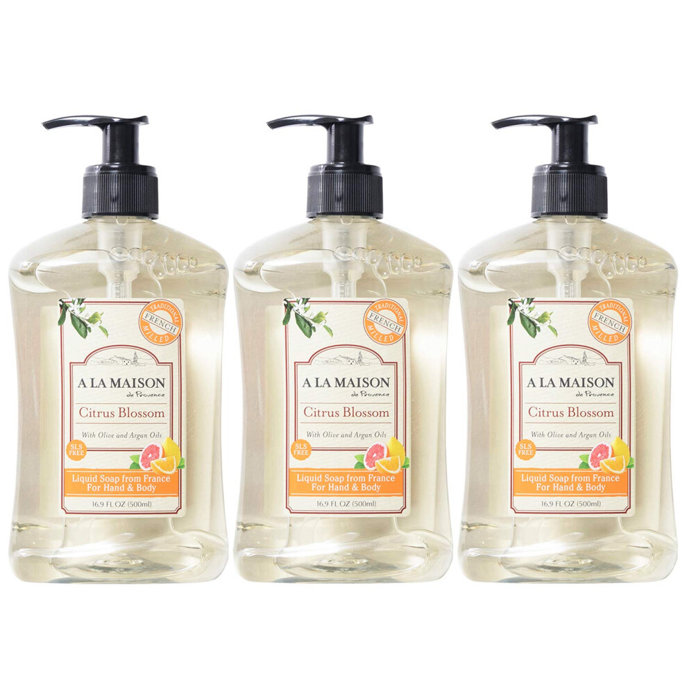 A La Maison French Liquid Hand Soap Citrus Blossom - Natural Hand Wash Made With Essential Oils - Biodegradable Plant-Based Vegan Cruelty-Fre
