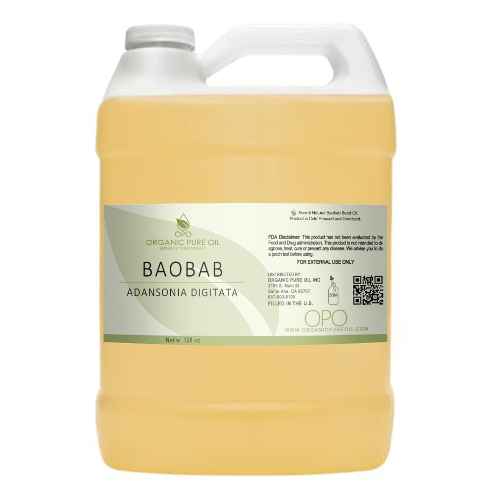 Opo Baobab Oil - Pure Cold Pressed Unrefined Vegan Non Gmo Carrier Oil For Hair Skin Face Body Pain Nourishing Natural Moisturizer Hydrat