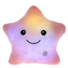 elfishgo Creative Twinkle Glowing Stars Shape Plush Throw Pillow LED Night Light Pillow Cushions Stuffed Toys Gifts for Kids Christmas (Pink)